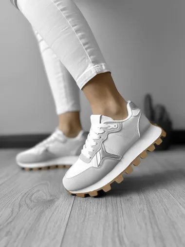 Adidasi dama casual albi 219 T53-3